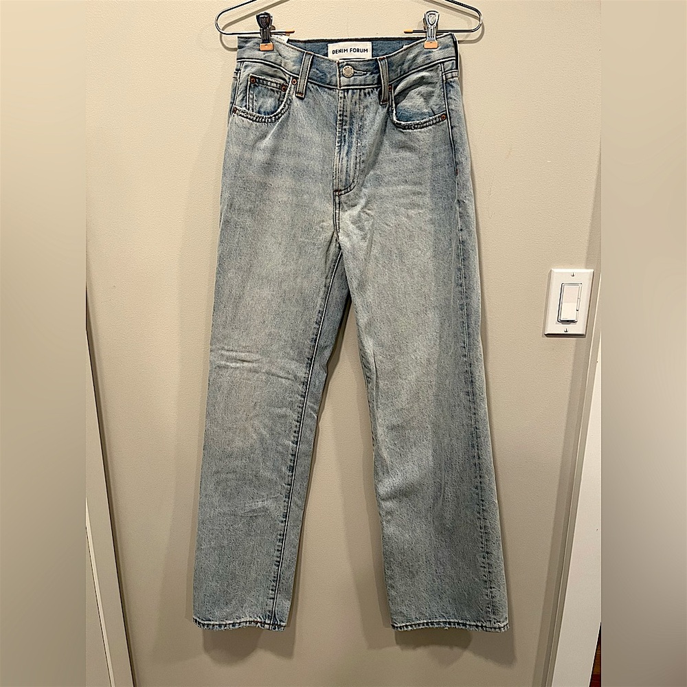 Aritzia Denim Forum Farrah Hi-Rise Wide Jeans Women’s Size 25 Light Blue EUC